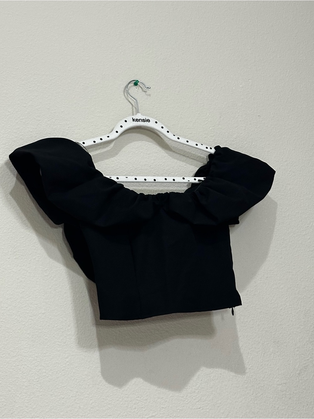 Astr Black Ruffled Off-Shoulder Crop‎ Top